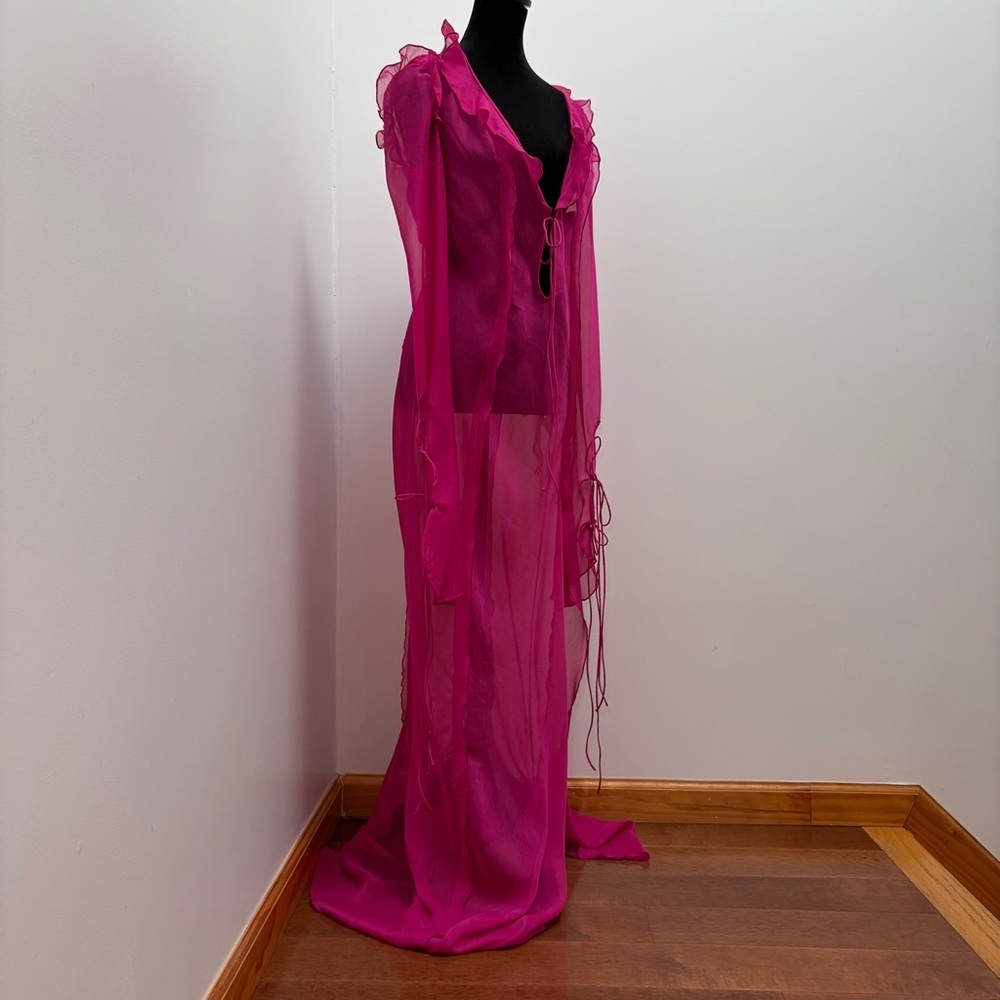Rat & Boa- FARRETTI DRESS PINK Size Large Sheer Beach Cover Up - Picture 2 of 15